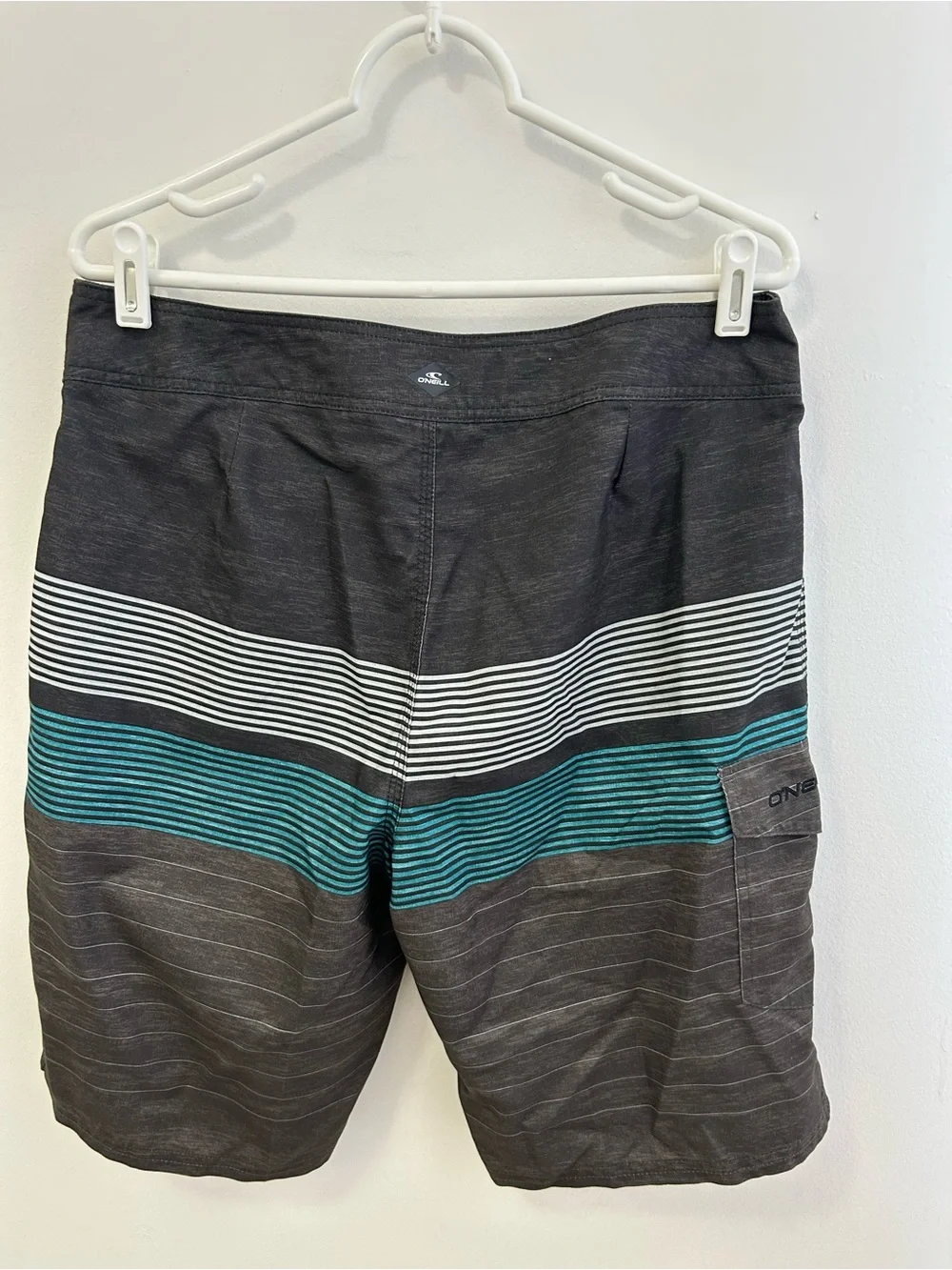 O'Neill Men's Charcoal Teal Striped Boardshorts